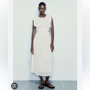 ZARA CUT OUT PLEATED MIDI DRESS
